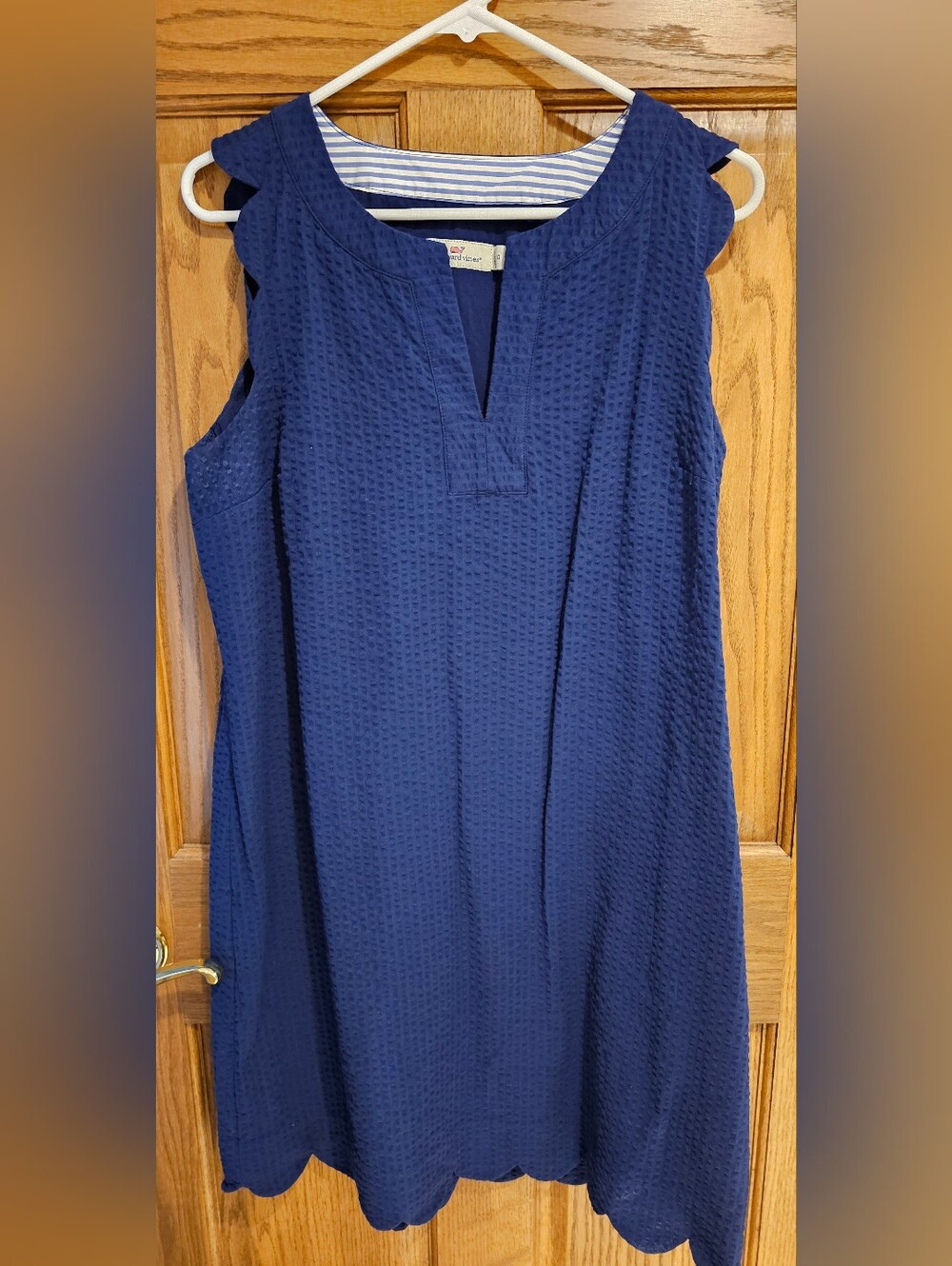 Vineyard Vines Navy Textured Sleeveless Shift Dress